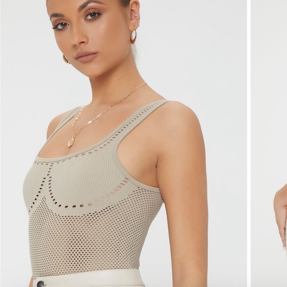 Open Knit Tank Bodysuit Size S/M - Picture 2 of 6